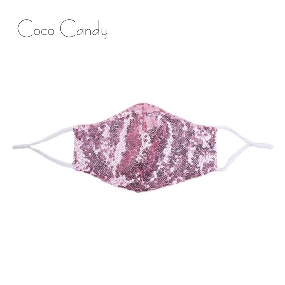 🆕Luxury Pink Sequin Face Mask - Picture 3 of 12